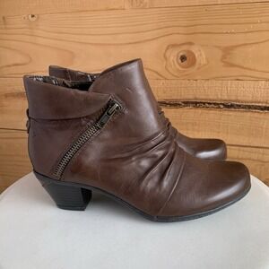 Earth Pegasus Womens Size 7.5B Brown Leather Slip On Ankle Boots Boho Casual‎